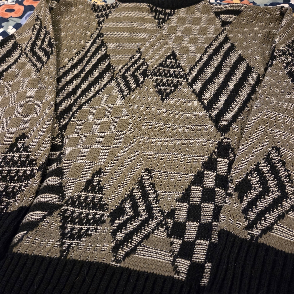 Peter England Sweater - Leather Accents! Black and Olive - Picture 5 of 14